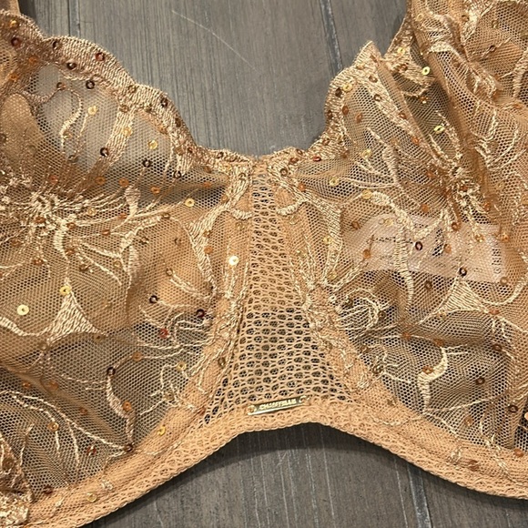 NWT! Chantelle Fleurs Signature Demi Bra - Toffee Sequins - Picture 5 of 13
